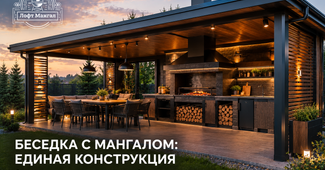 Большая беседка с мангальной зоной